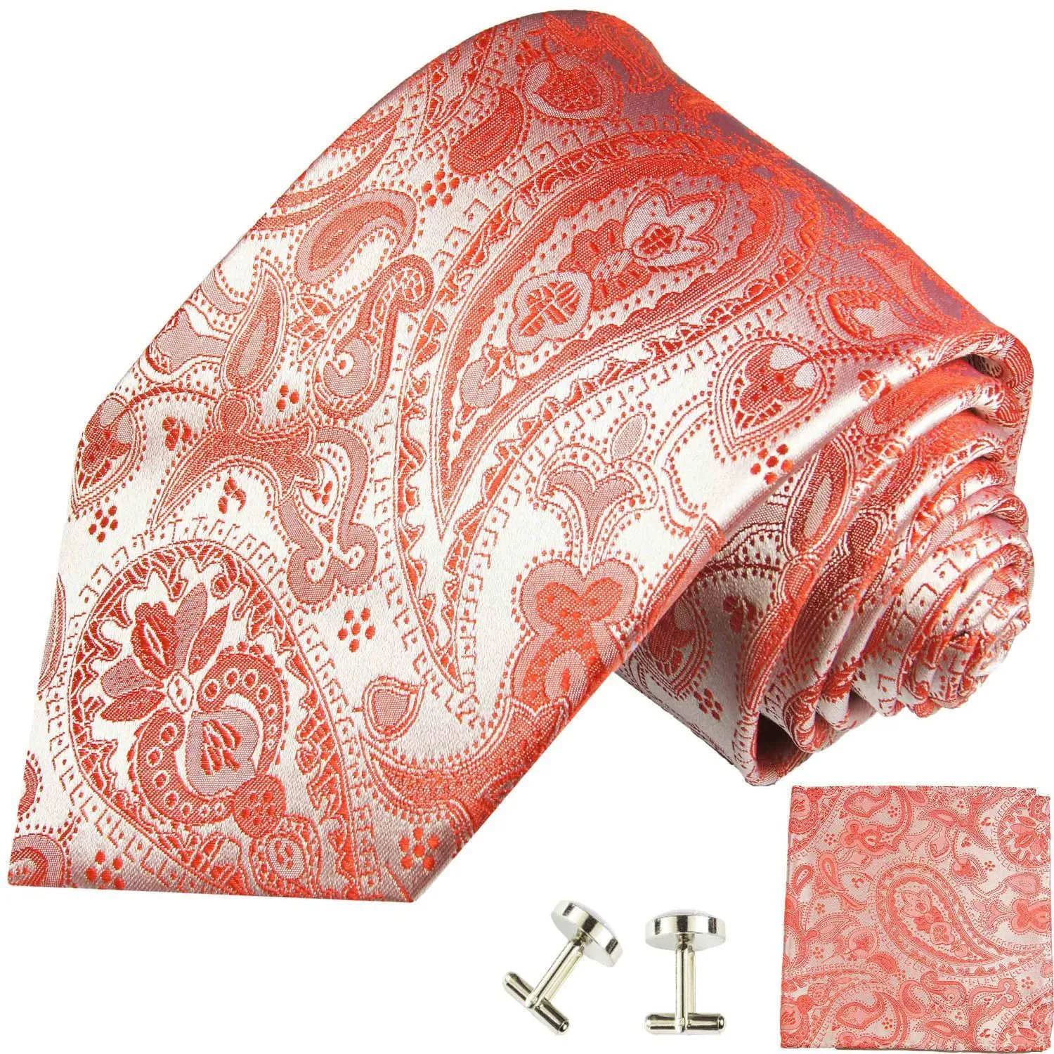 Silk Necktie in Classic Red Paisley Design