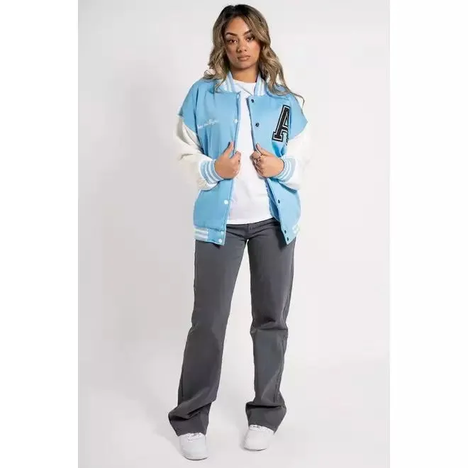 SKY BLUE VARSITY BASEBALL UNISEX JACKET