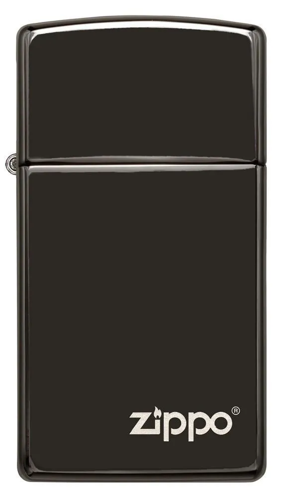 Slim® High Polish Black Zippo Logo