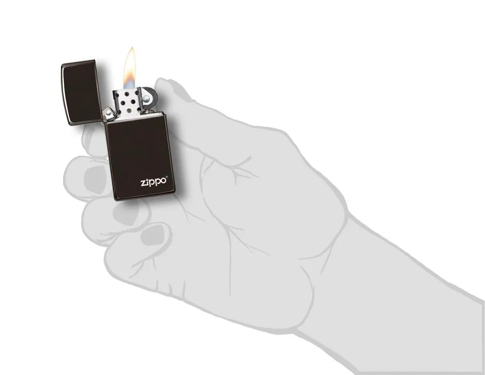 Slim® High Polish Black Zippo Logo