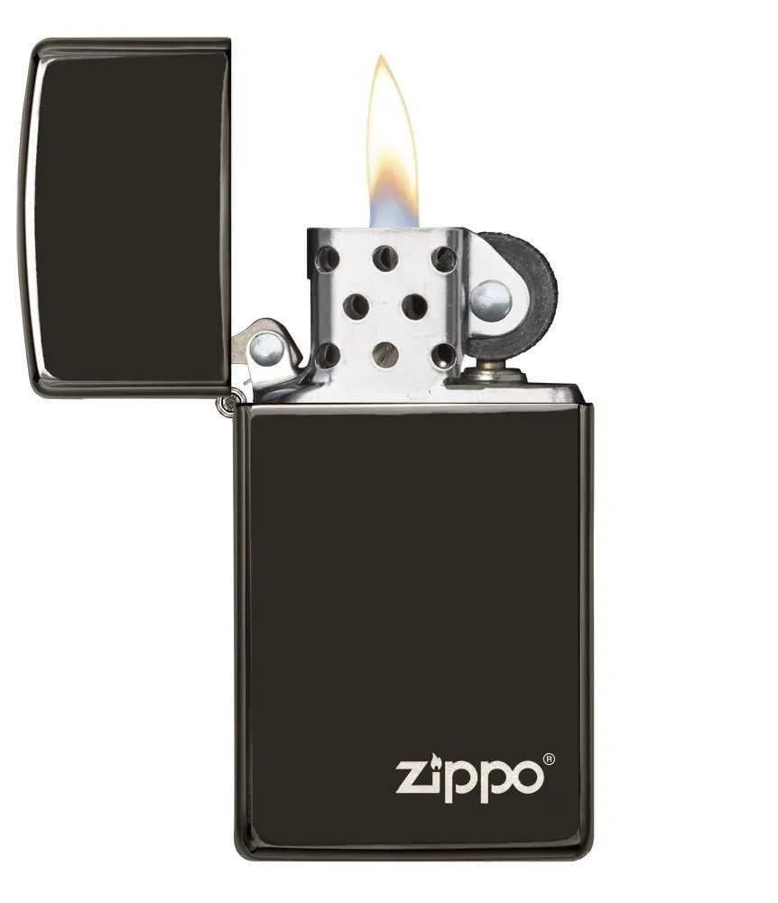 Slim® High Polish Black Zippo Logo