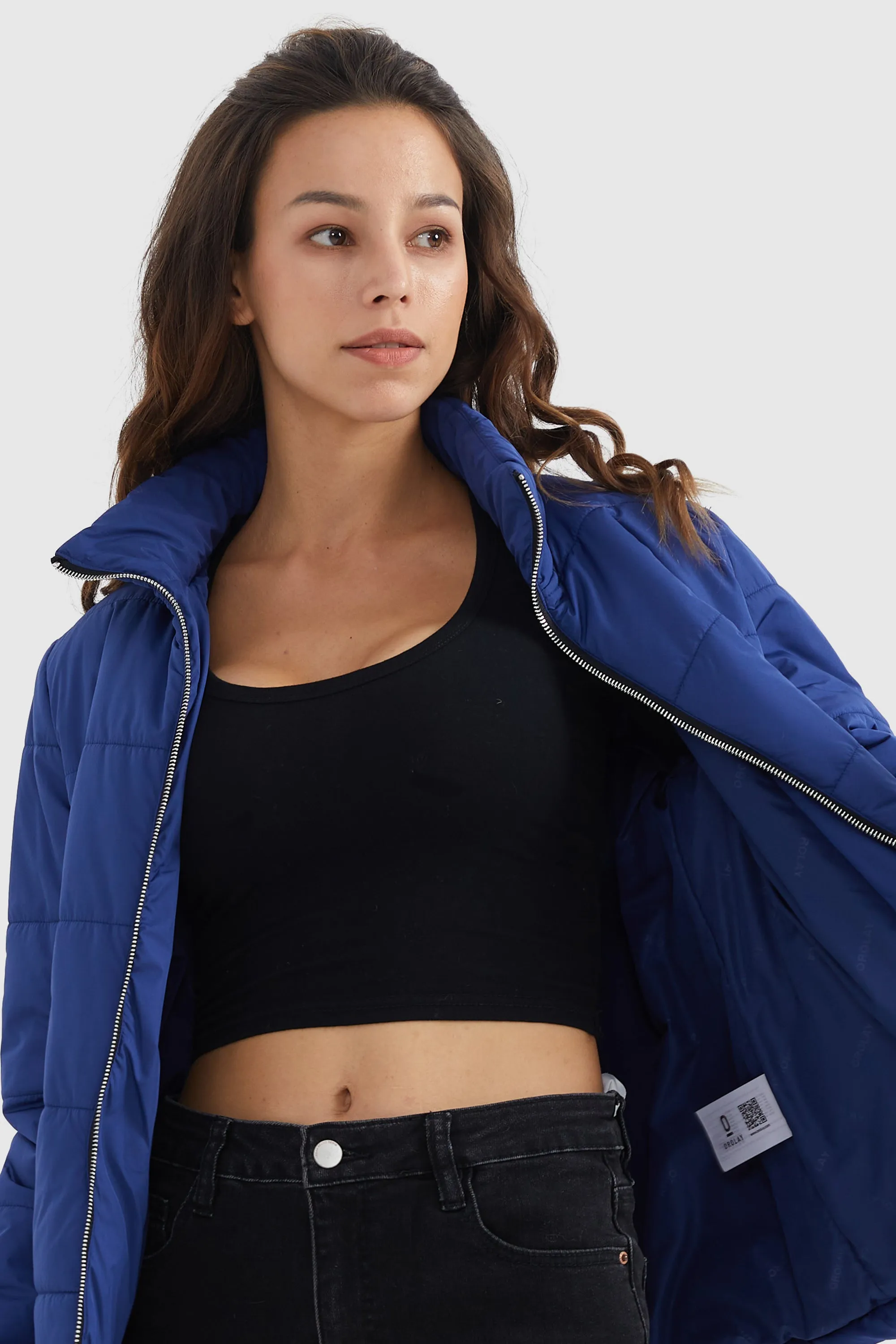 Solid Zip Up Lightweight Puffer Coat