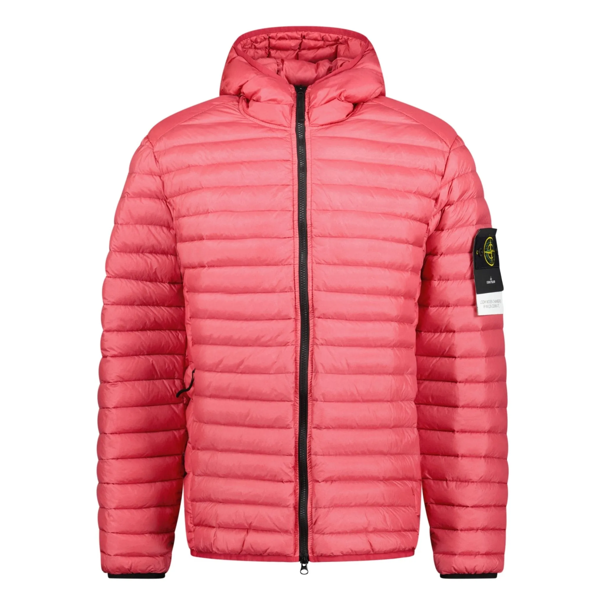 Stone Island Loom Woven Hooded Down Jacket Red