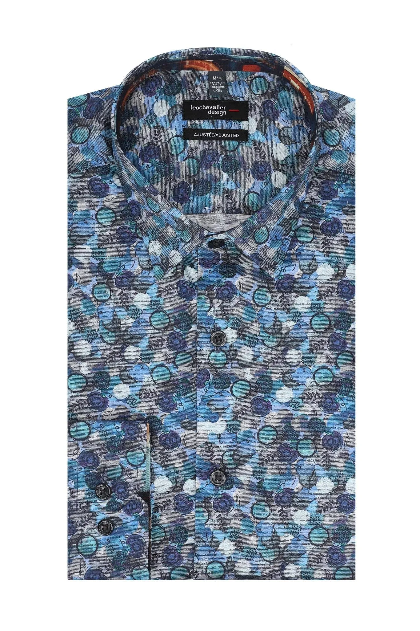 Stylish Multi Blue Modern Print Men's Long Sleeve Slim Fit Shirt