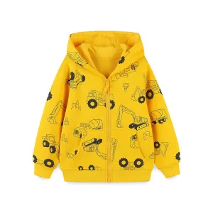 Toddler/Kid's Tractor Construction Print Design Yellow Jacket