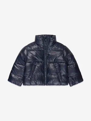 Tommy Hilfiger Girls Glossy Puffer Jacket in Navy