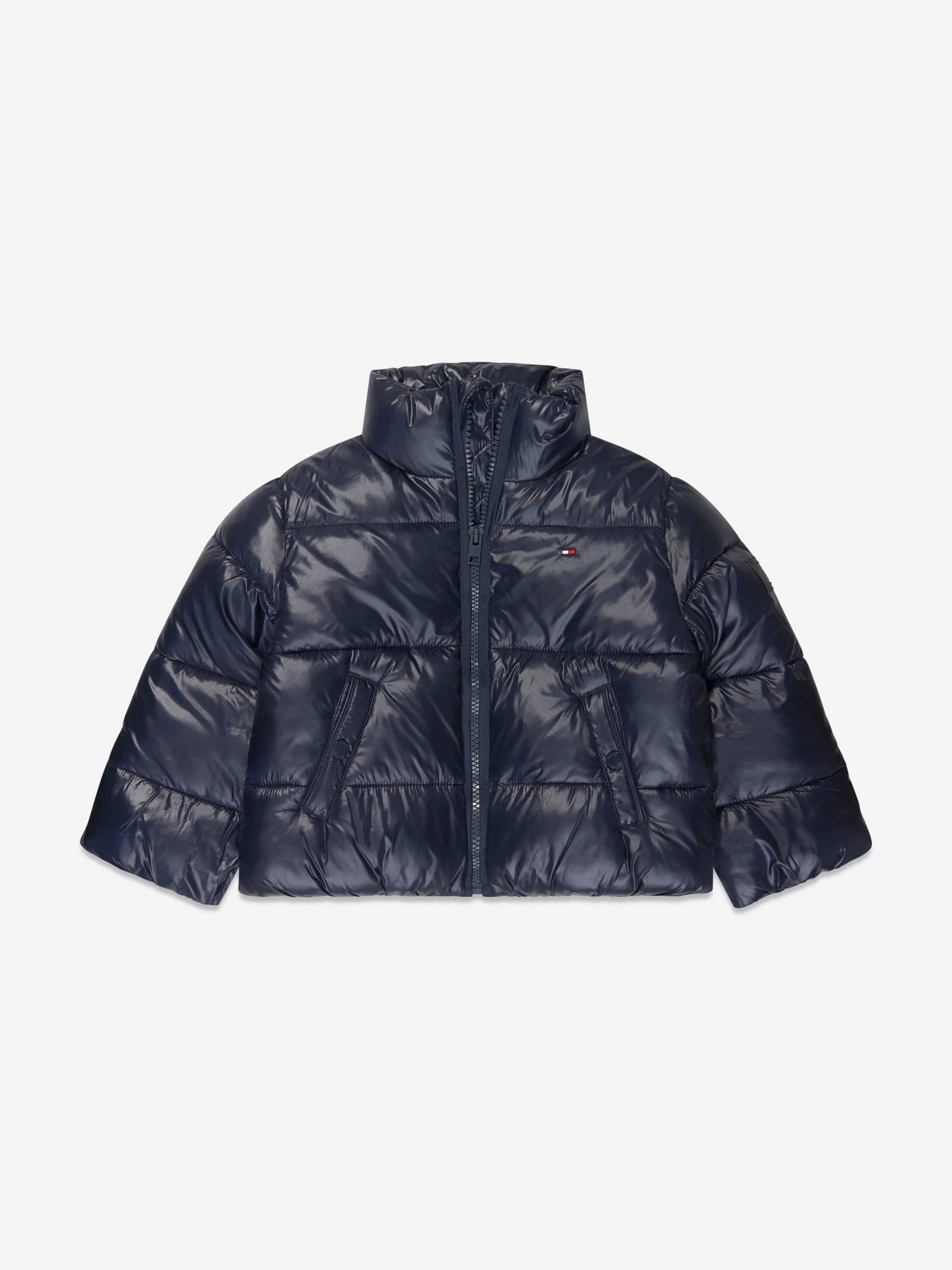 Tommy Hilfiger Girls Glossy Puffer Jacket in Navy