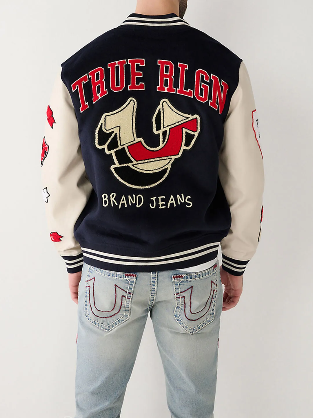 True Religion Men Embroidered Full Sleeves Stand Collar Jacket