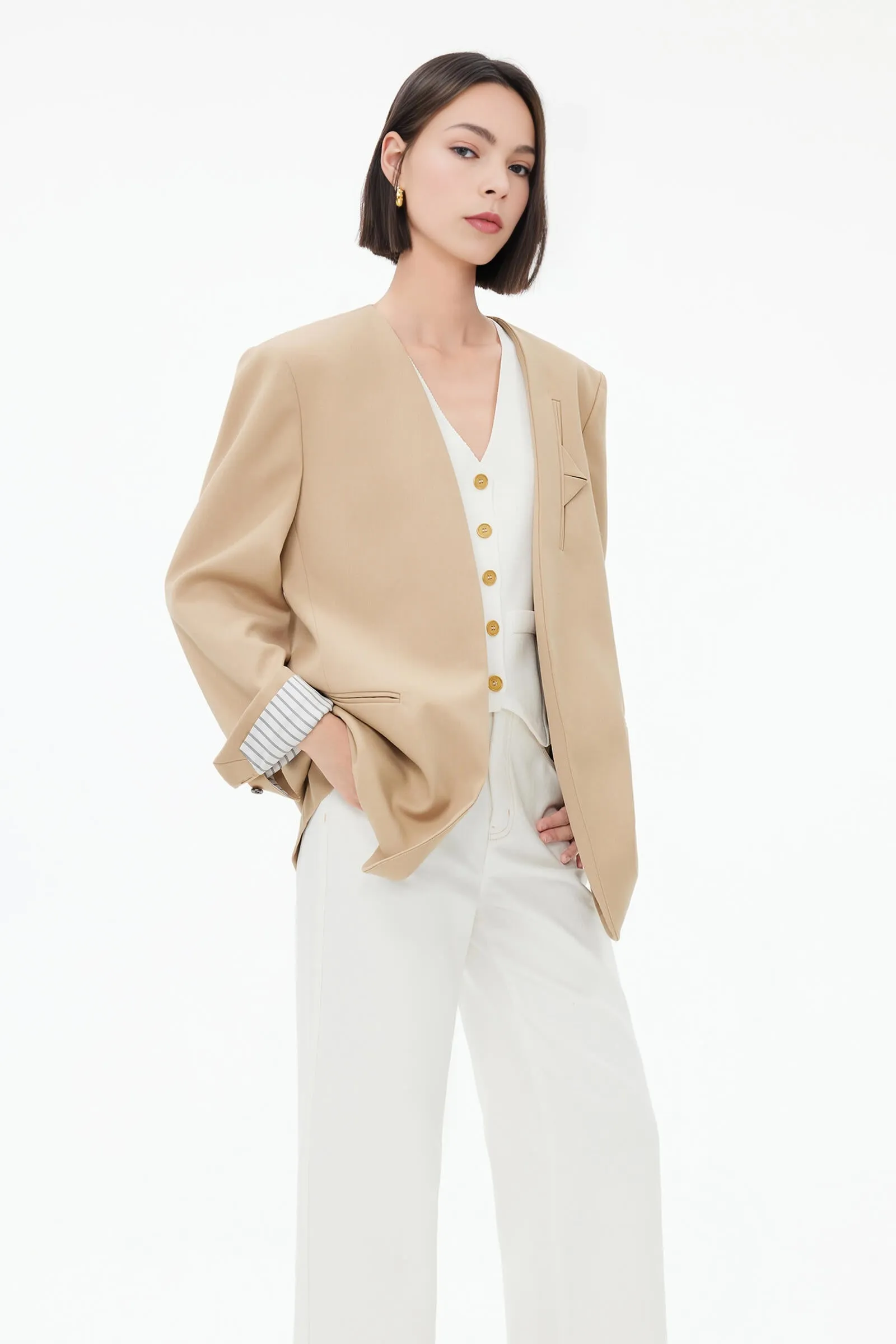 Unique Open-Front Suit Jacket