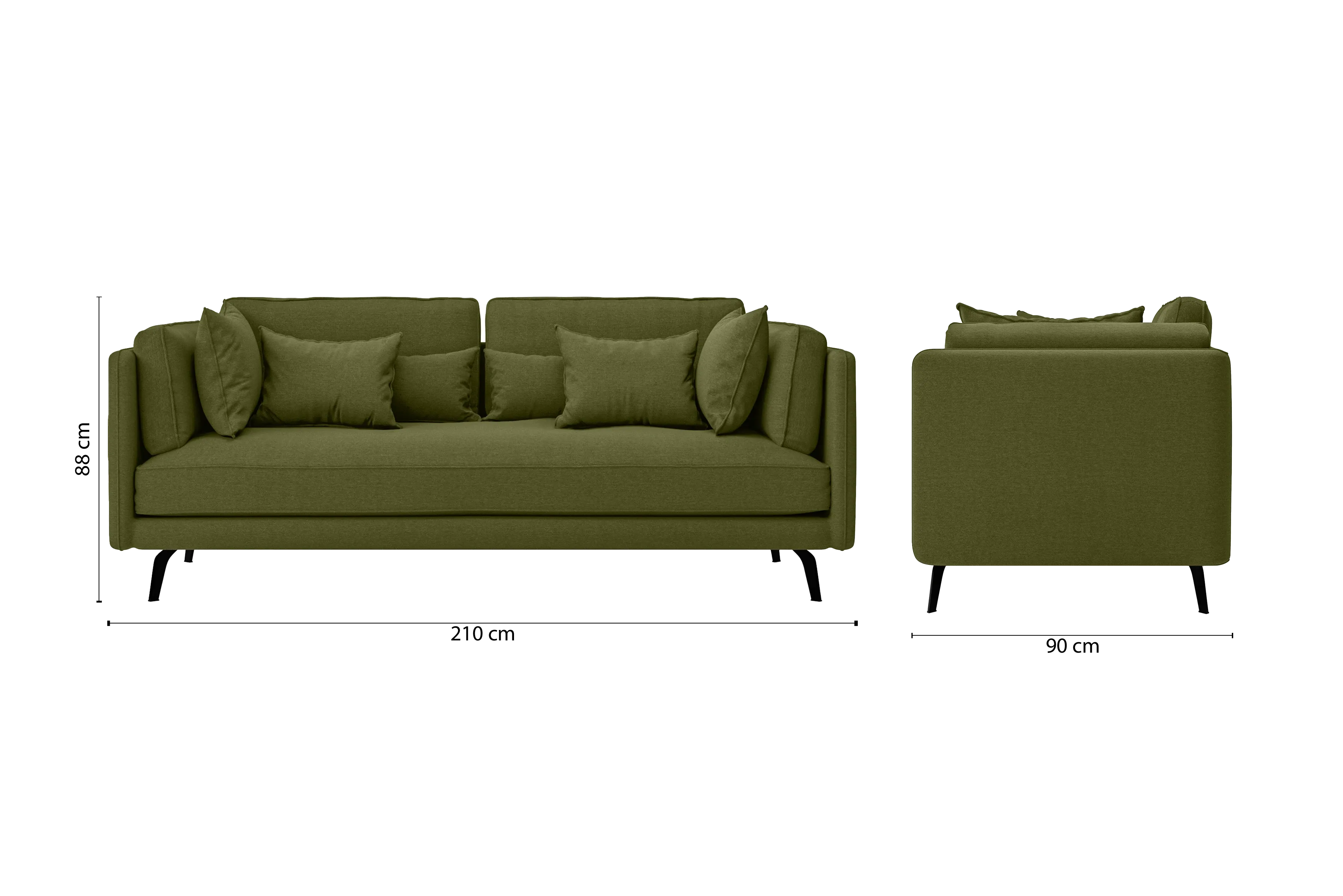 Velletri 3 Seater Sofa Olive Linen Fabric