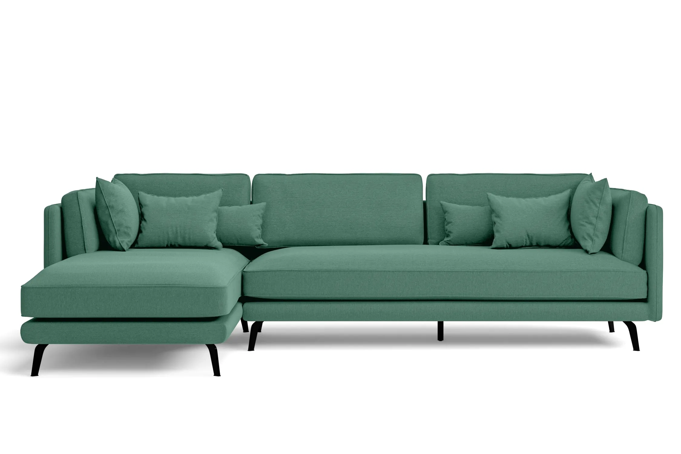 Velletri 4 Seater Left Hand Facing Chaise Lounge Corner Sofa Mint Green Linen Fabric