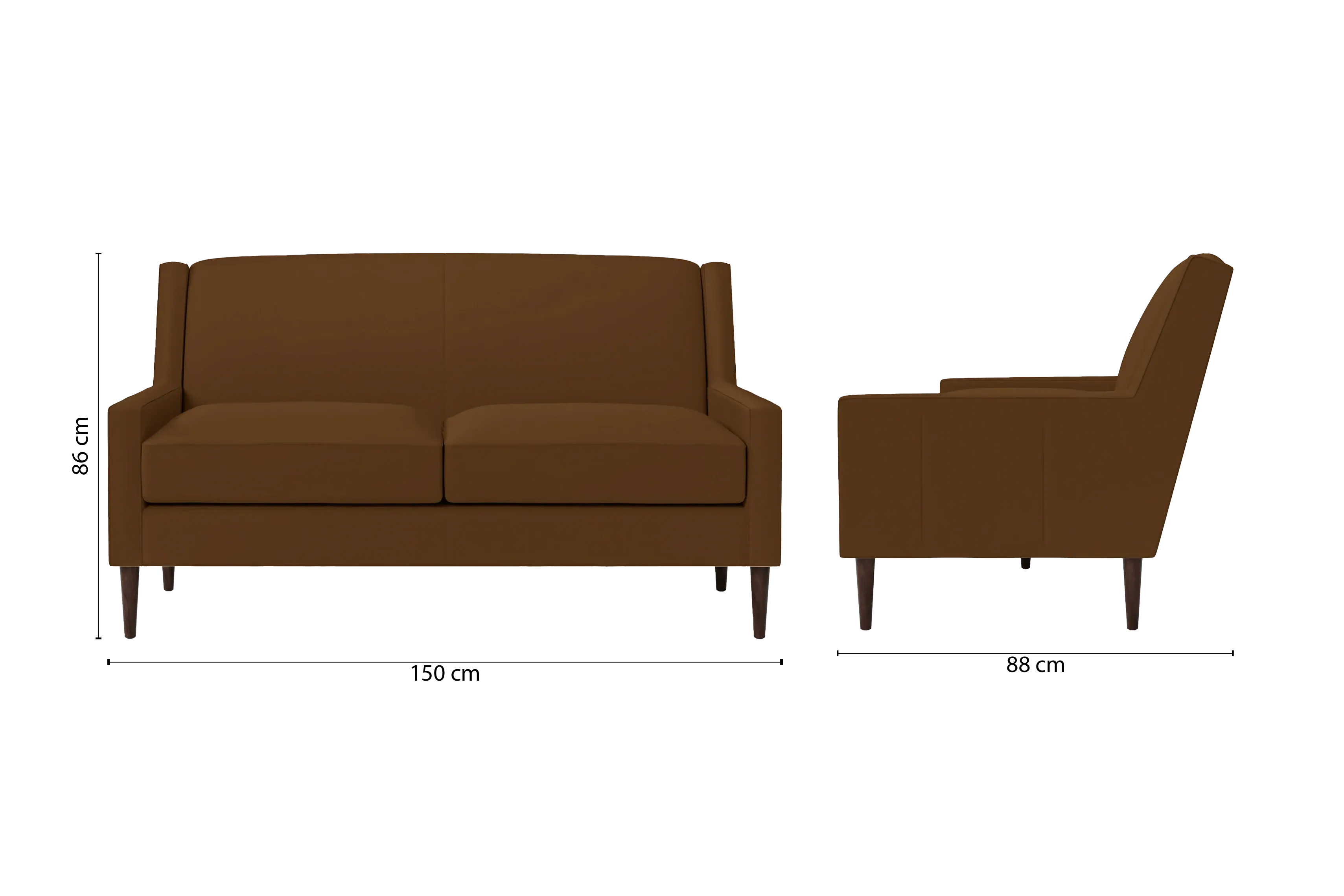 Vigevano 2 Seater Sofa Walnut Brown Leather