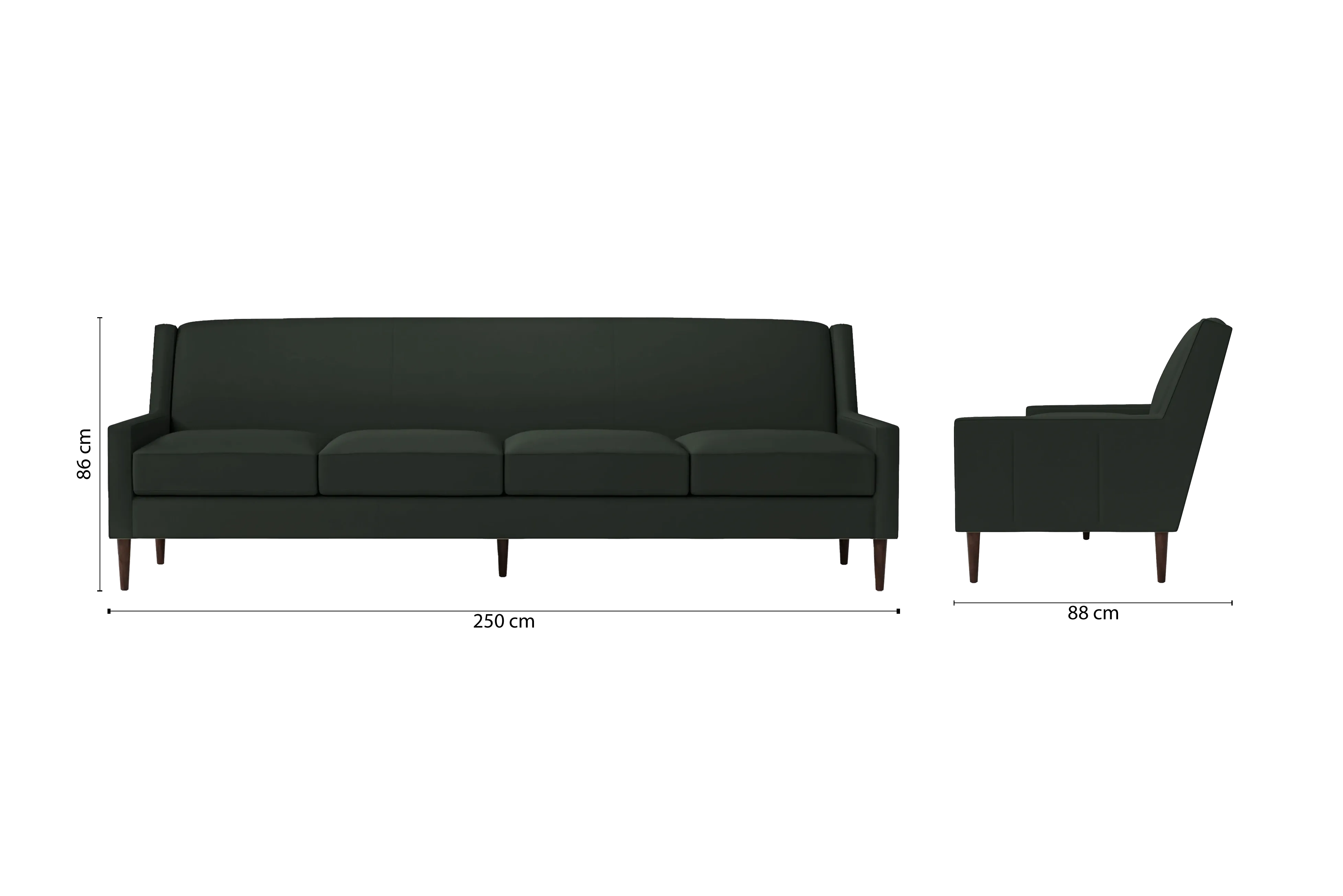 Vigevano 4 Seater Sofa Green Leather