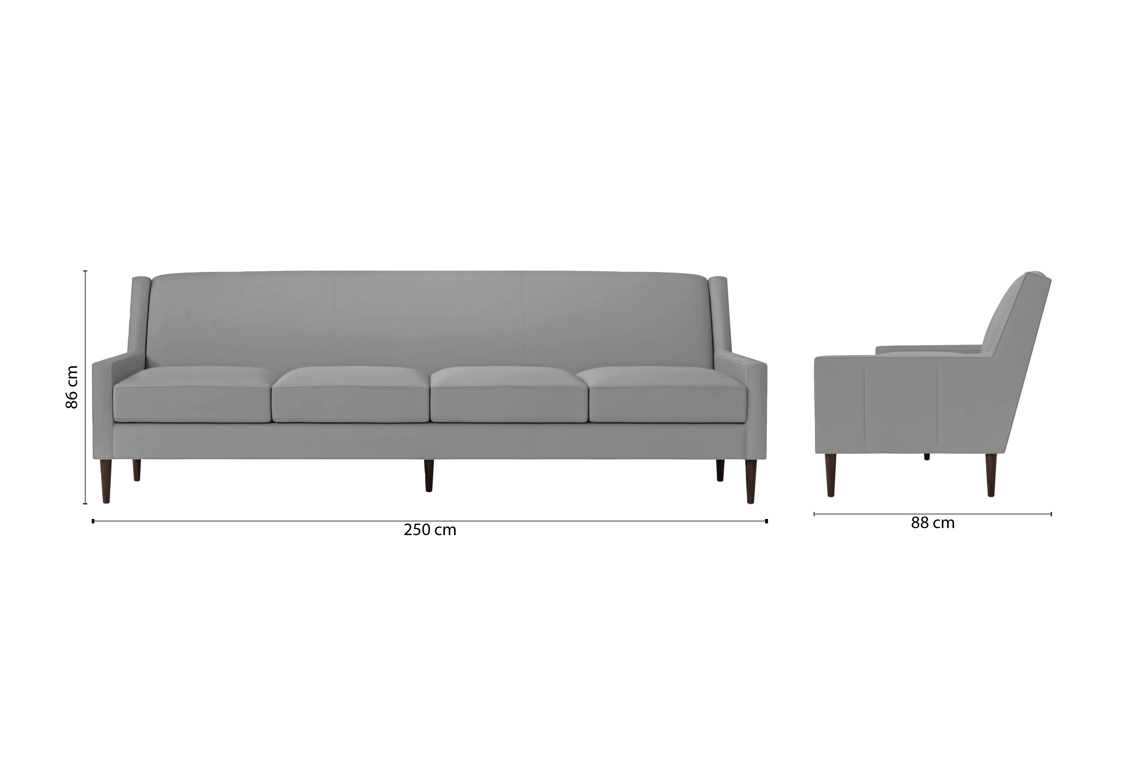 Vigevano 4 Seater Sofa Grey Leather