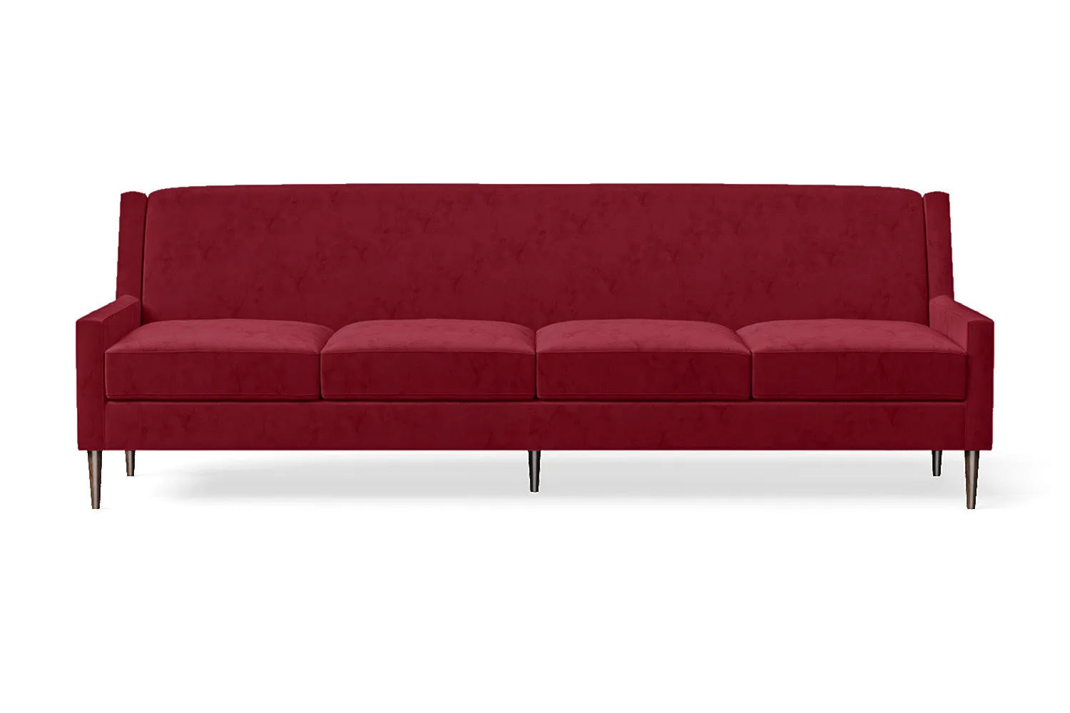 Vigevano 4 Seater Sofa Red Velvet