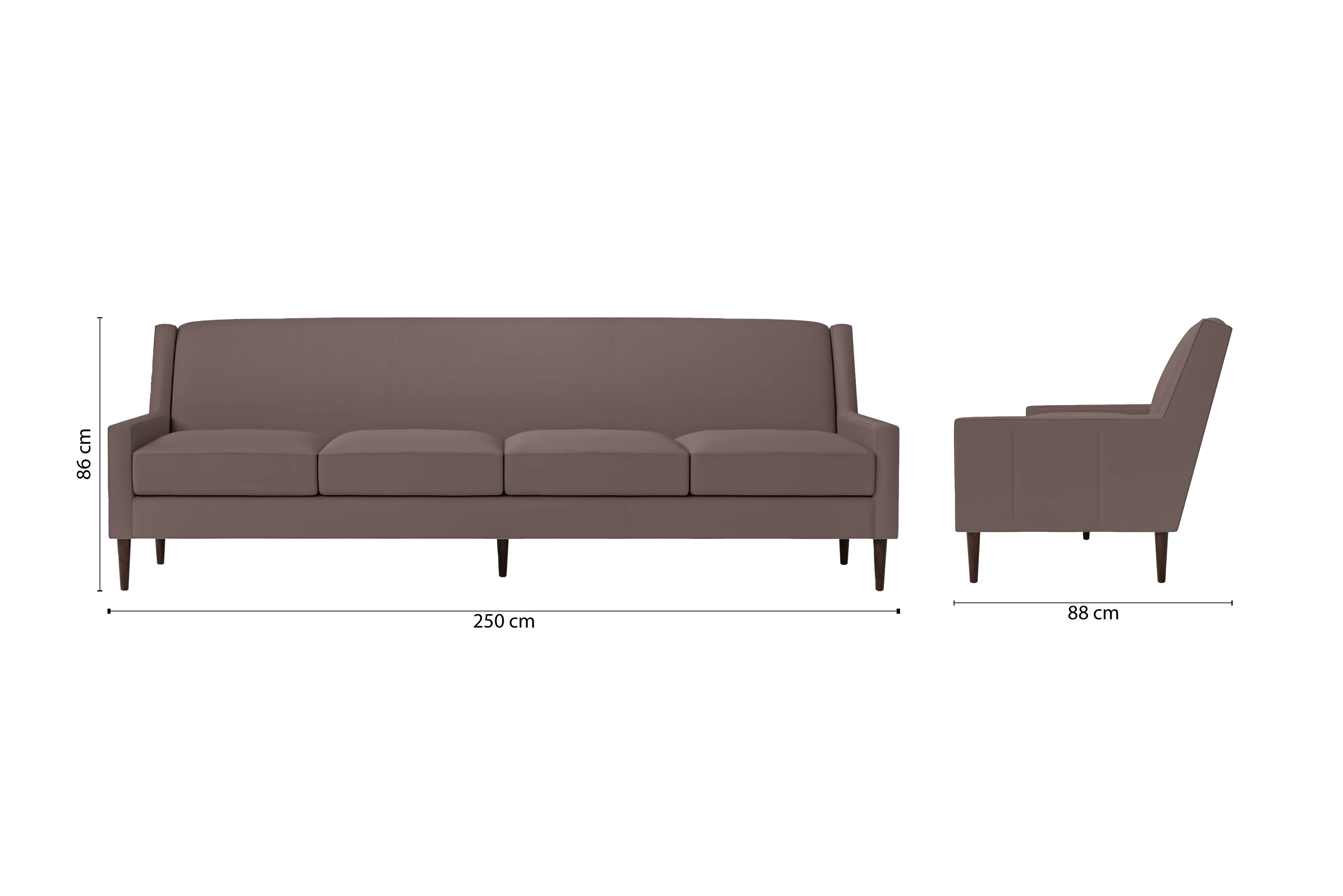 Vigevano 4 Seater Sofa Rose Taupe Leather