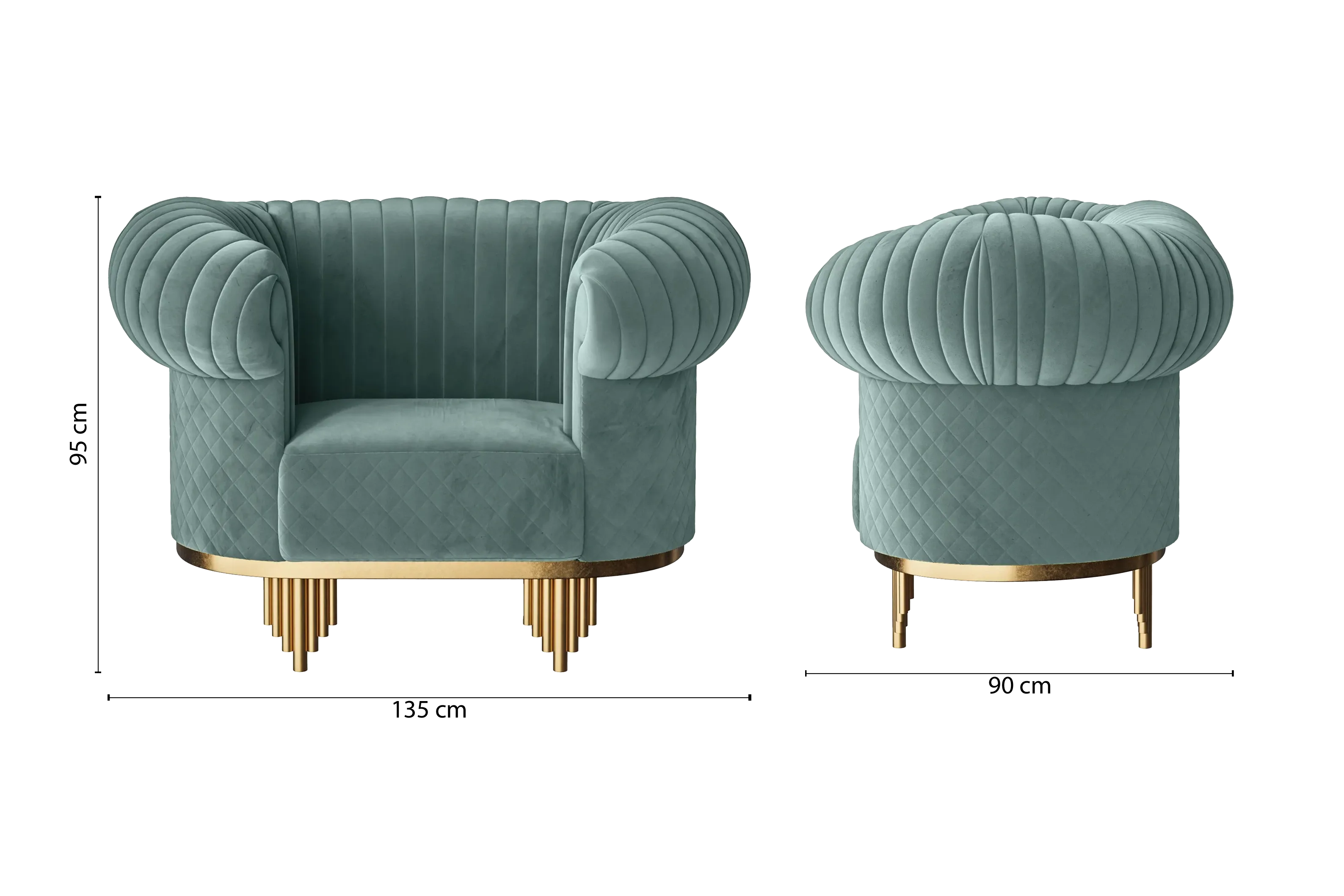 Viterbo Armchair Teal Velvet