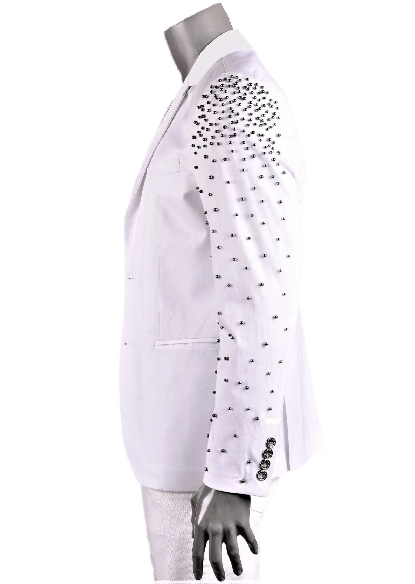 White "Vegas" Rounded Studded Blazer