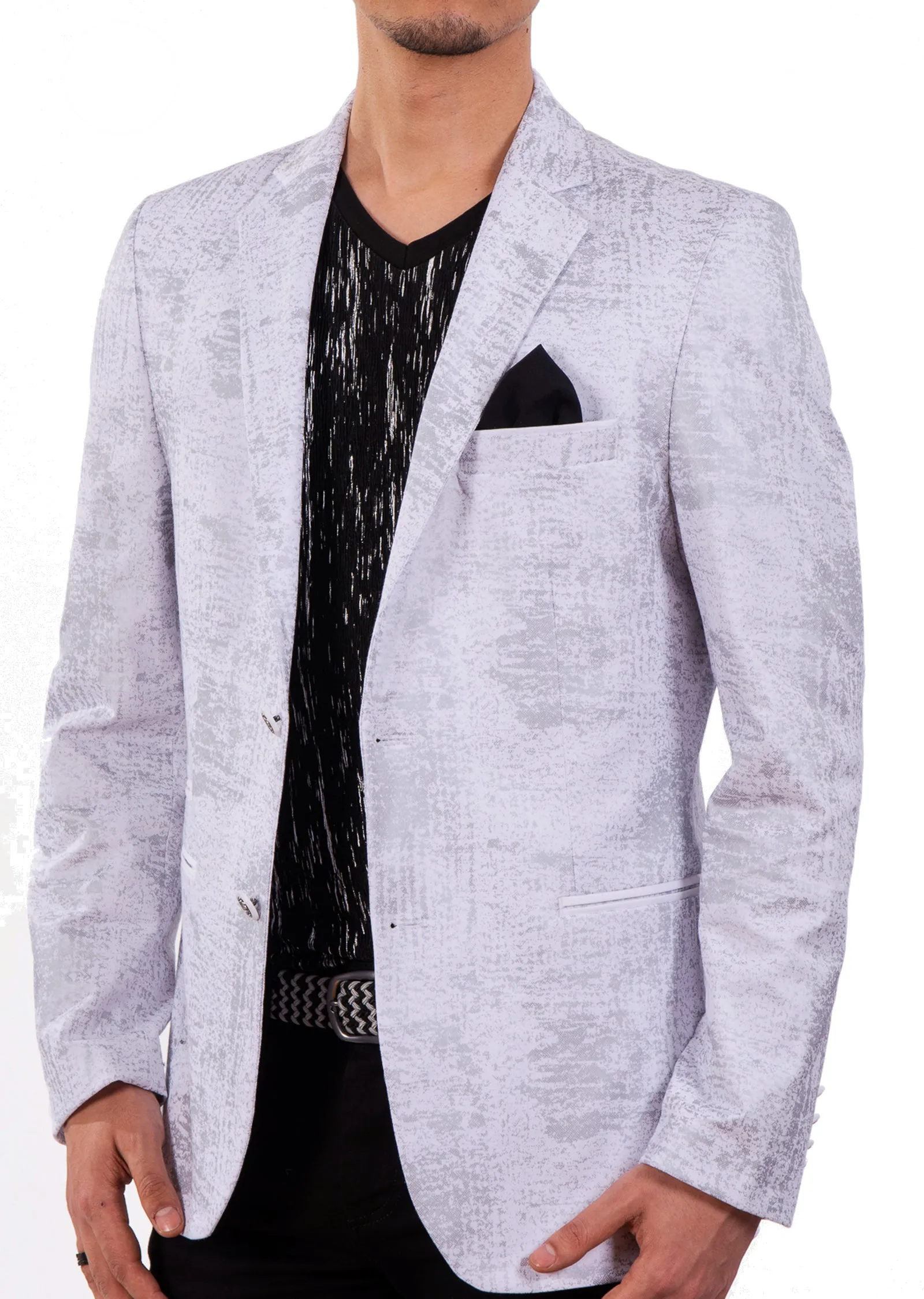 White Silver Foil Blazer