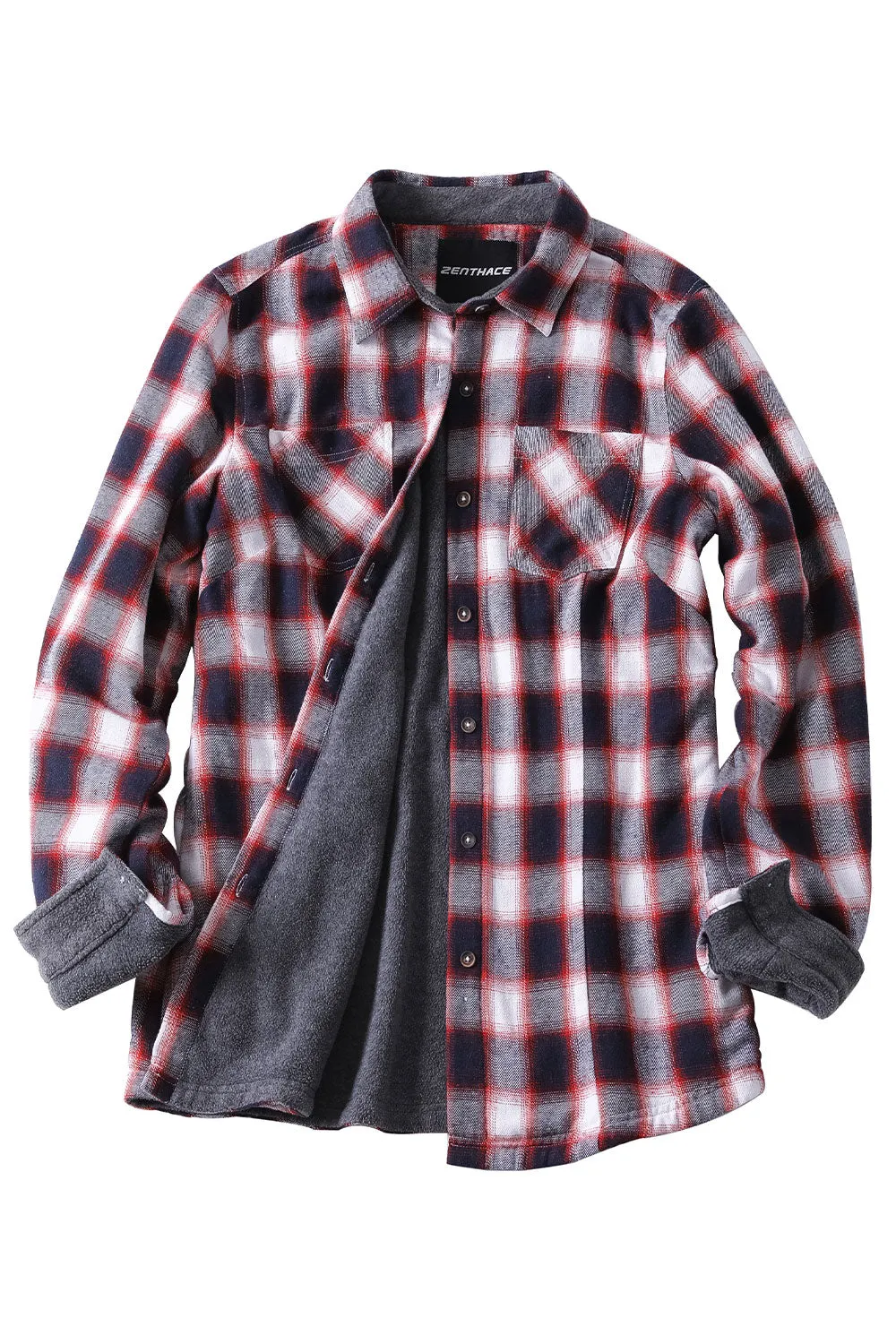 Women's Fleece Lined Plaid Button Down Flannel Shirt Jacket