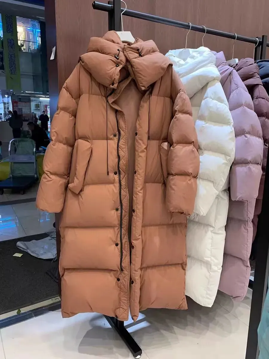 Women's Long Down Jacket Loose Big Yards Warm Jacket Casual Parka